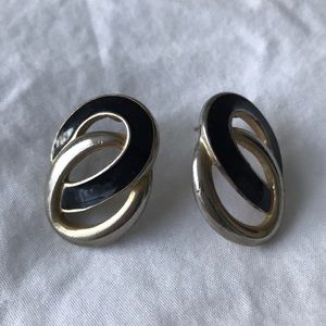 Vintage chain earring black gold hoop Gucci chanel